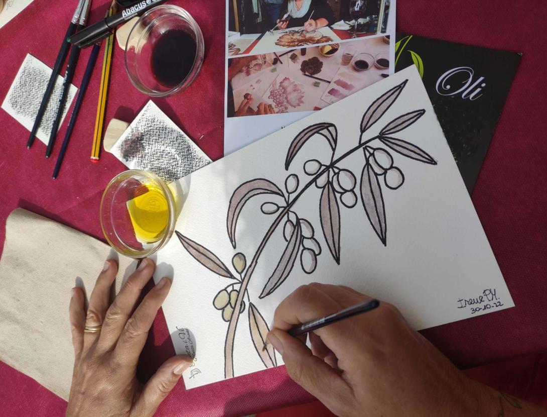 Vols ser artista per una estona?, pintem amb Oli verge d'oliva i Vi sostenibles (No cal saber dibuixar)